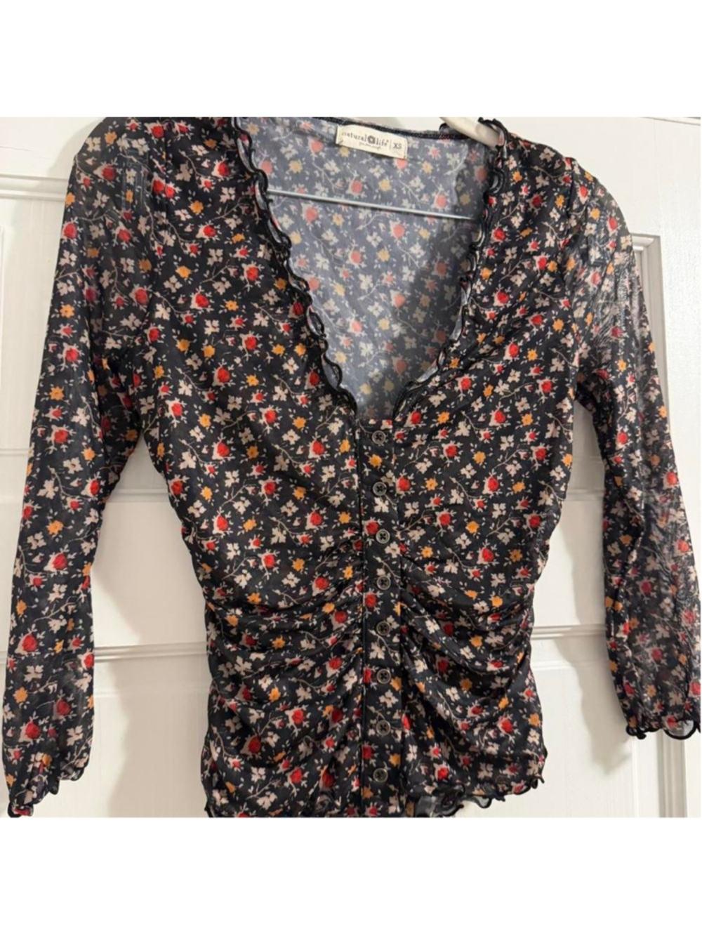 Natural Life floral mesh top, size XS - Picture 3 of 5